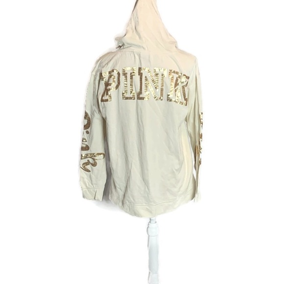 PINK Victoria's Secret Tops - Victorias Secret Pink Bling Gold Sequin Sweatshirt